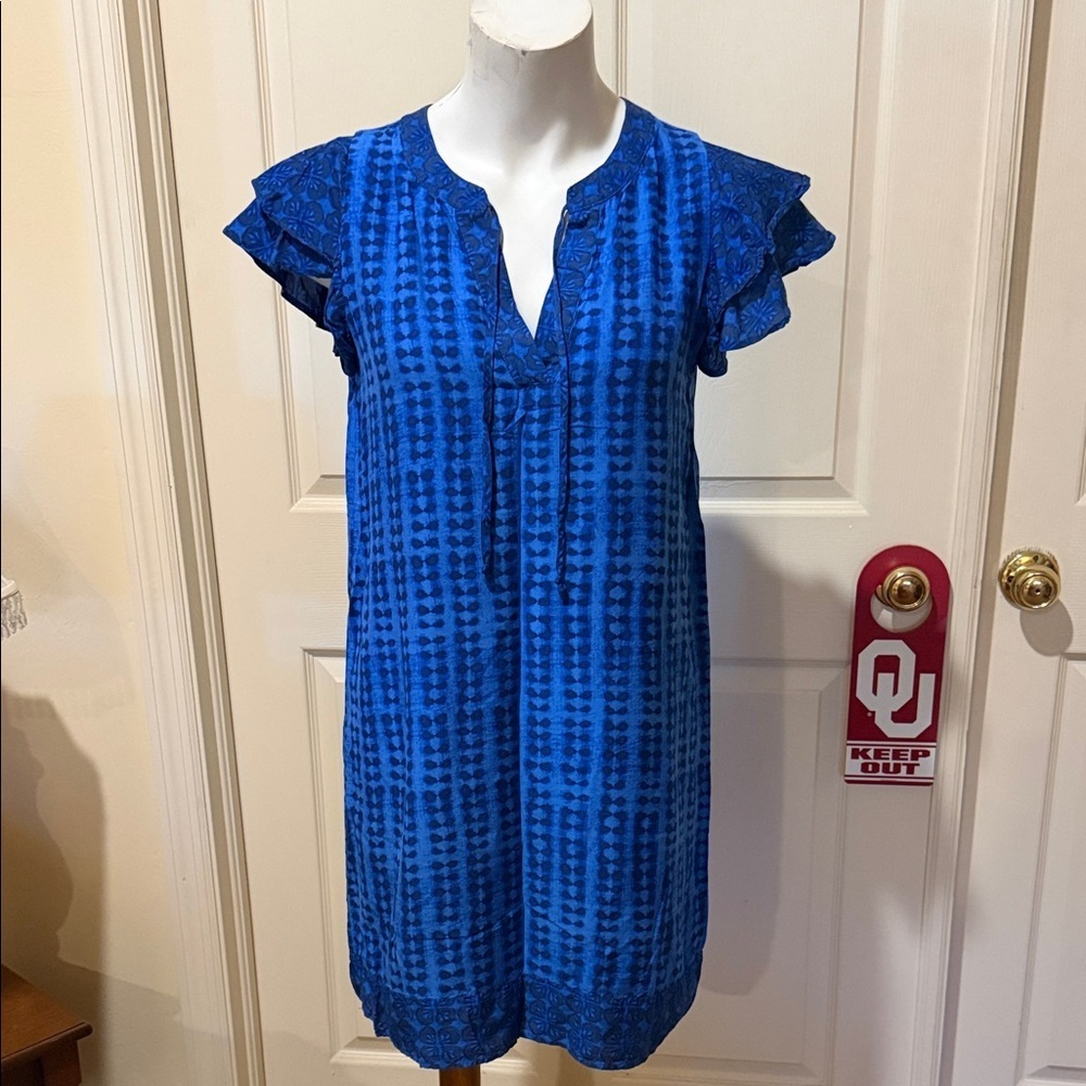 Vineyard Vines Blue Shibori Dress. Size XS. Lined. Silk Rayon Blend.